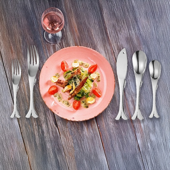 20-Piece Fish Shaped 18/8 Stainless Steel Flatware Set Service for 4 Include Kni - Picture 4 of 7